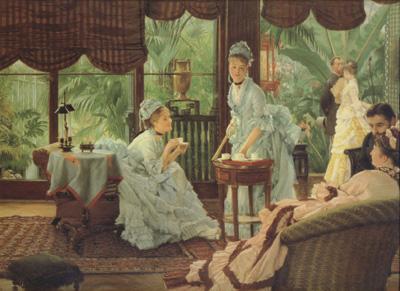 James Tissot In The Conservatory (Rivals) (nn01) Sweden oil painting art